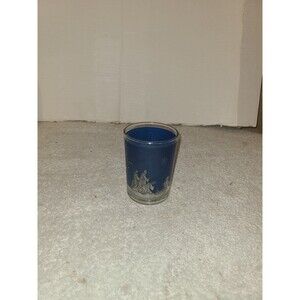 Vintage Libbey Glass Blue Nativity Scene Tumbler-Holiday Cup